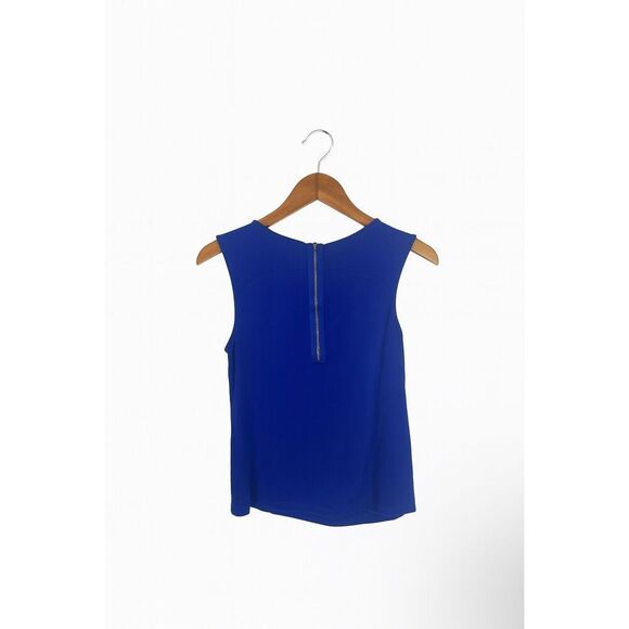 Pleione Blue Sleeveless Blouse Women’s Size M Medium Draped Front Tank Top Work - Picture 4 of 5
